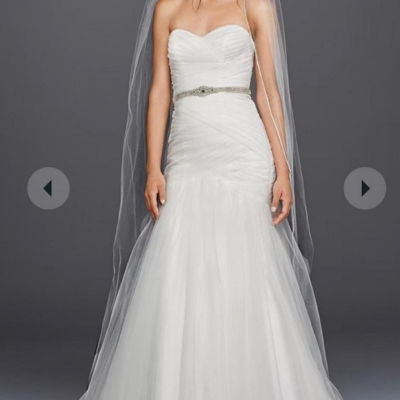 David’s Bridal Mermaid Tulle Ruched Wedding Gown - Picture 5 of 6